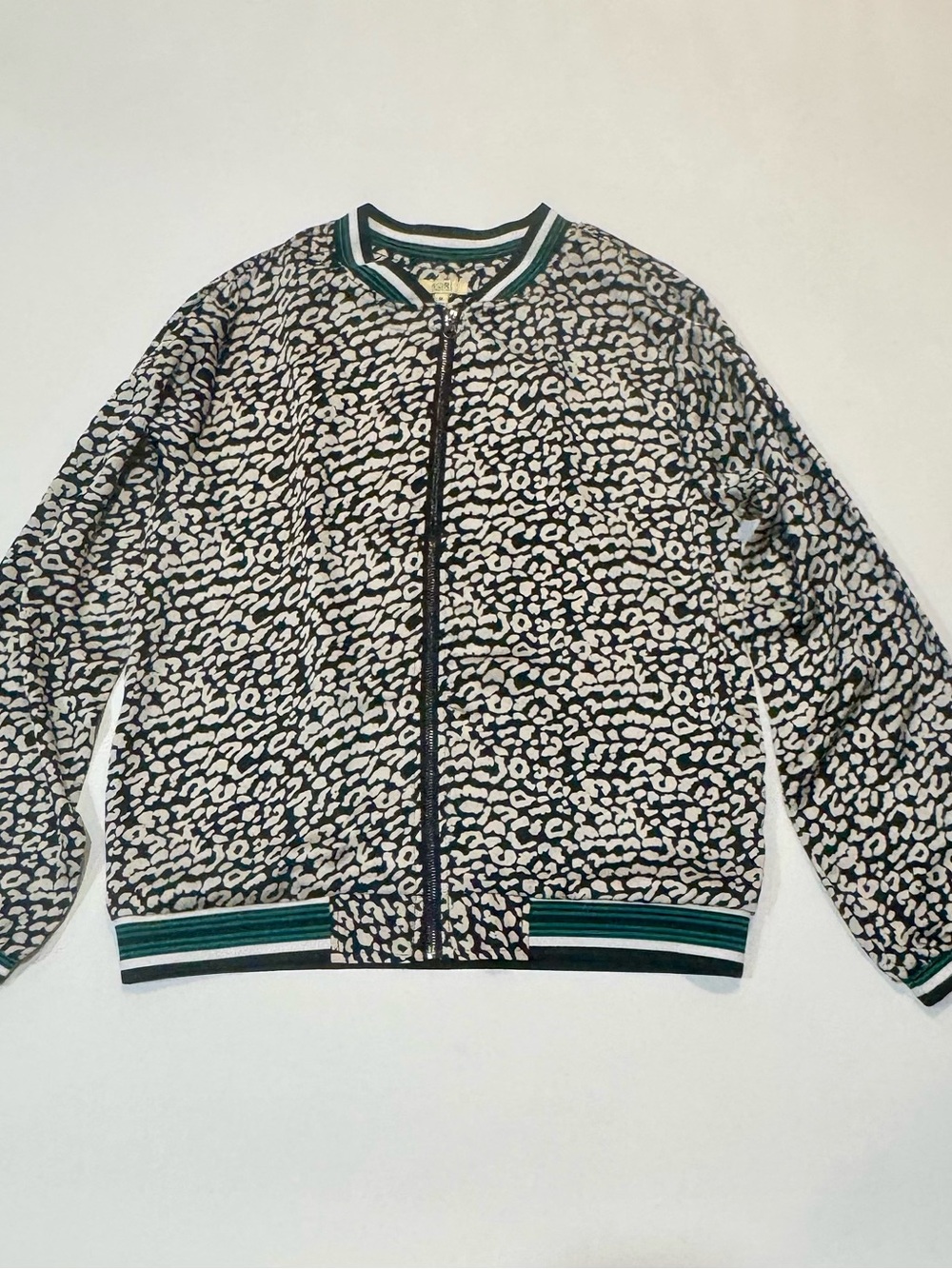 Kori America Leopard Animal Print Bomber Jacket Size Medium